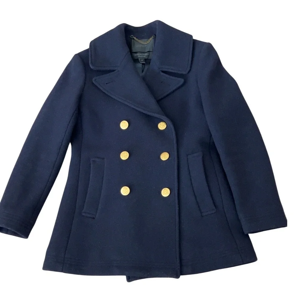 J. Crew Navy Wool PeaCoat Stadium‎ Cloth by Nello Gori SZ: 0P - Picture 11 of 12